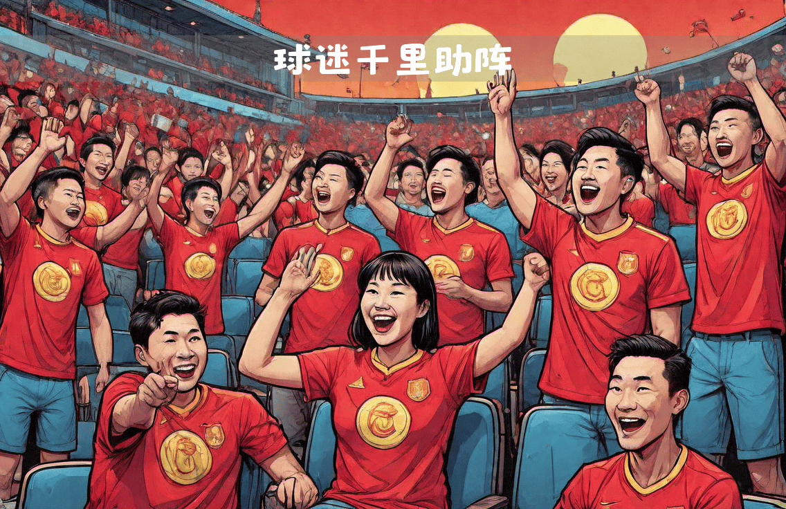 球迷热情呐喊助威，为球队壮行鼓掌